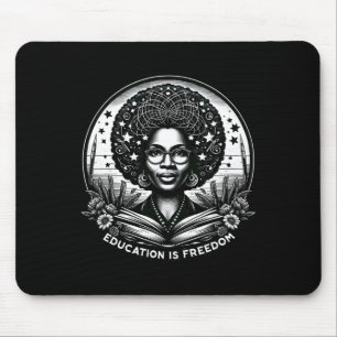 Tapis De Souris L'éducation est la liberté Noir Livres d'enseignan