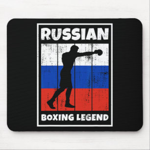 Tapis De Souris Légende de la boxe russe avec drapeau pour la boît