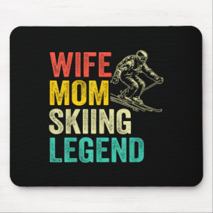 Tapis De Souris Légende de ski femme maman vintage fête des mères