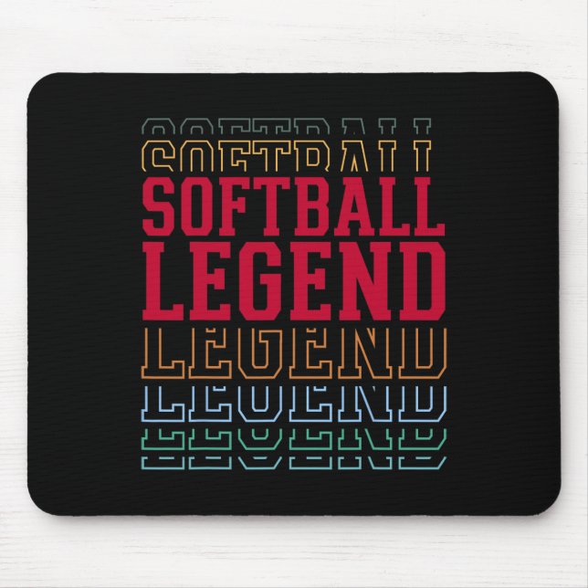 Tapis De Souris Légende de softball Texte superposé drôle Équipe J (Devant)
