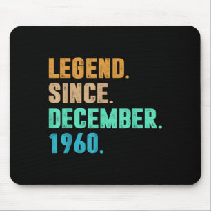 Tapis De Souris Légende depuis décembre 1960 Naissance d'anniversa