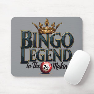 Tapis De Souris Légende du Bingo Couronnée d'Or Typographie Rétro