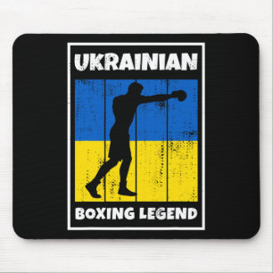 Tapis De Souris Légende ukrainienne de la boxe avec drapeau pour l