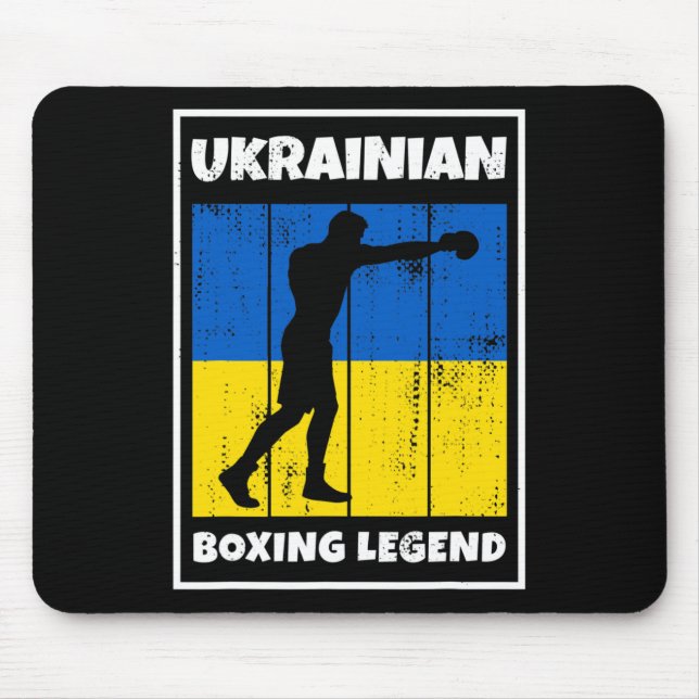Tapis De Souris Légende ukrainienne de la boxe avec drapeau pour l (Devant)