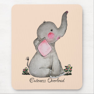 Tapis De Souris L'éléphant mignon de bébé d'aquarelle avec