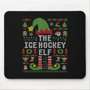 Tapis De Souris L'elfe de hockey sur glace Noël dépareillé assorti