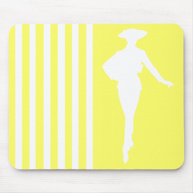 Tapis De Souris Lemonade Moderne Stripes with Fashion Silhouette (Devant)