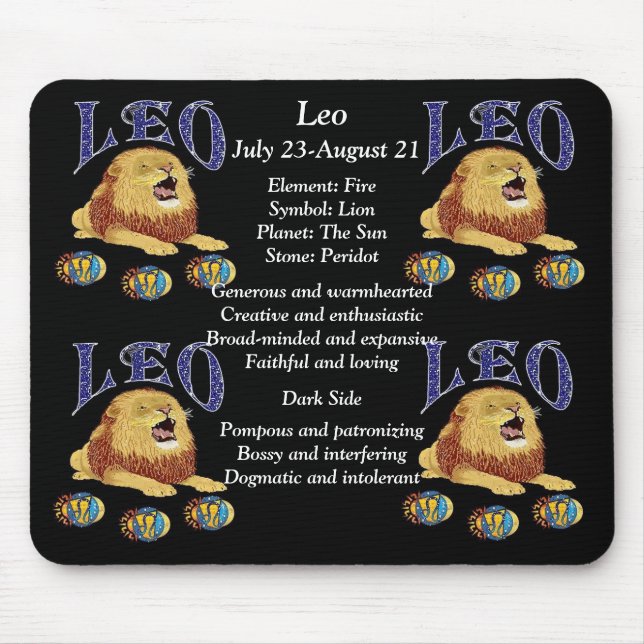 Tapis De Souris Leo Birth Sign Zodiac Mouse Pad (Devant)