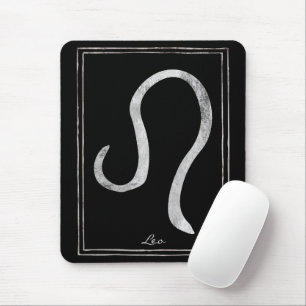 Tapis De Souris Leo martelé argent stylisé astrologie zodiac