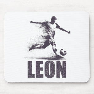 Tapis De Souris Leon Garçons de football Personnalisé Prénom Leon