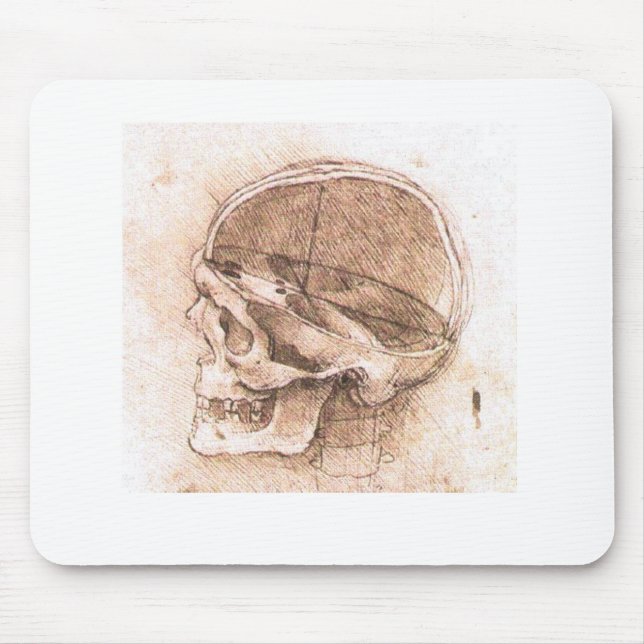 Tapis De Souris Léonard de Vinci Crâne Anatomie Art (Devant)