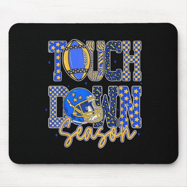 Tapis De Souris Leopard Blue Gold Checkered Football Touchdown Sea (Devant)