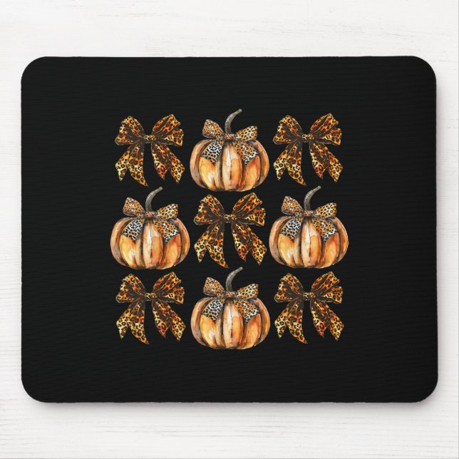 Tapis De Souris Leopard Coquette Bow Citrouille Thanksgiving Autom (Devant)