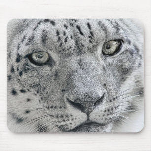 Tapis De Souris Léopard de neige blanc exotique