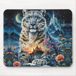Tapis De Souris Léopard de Neige - Château - Lune,