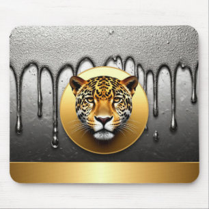 Tapis De Souris Léopard doré avec détails de gouttes d'eau 🐆