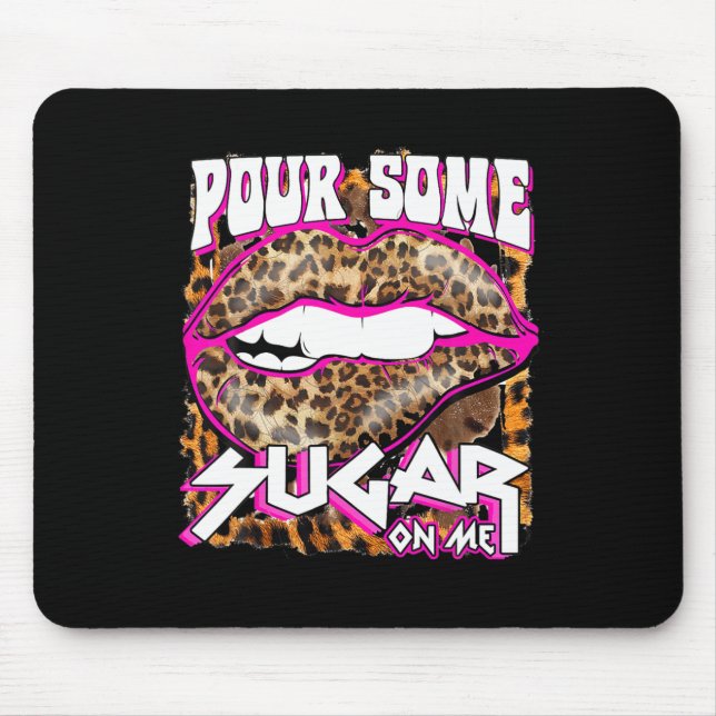Tapis De Souris Léopard Drôle Lèvres Rose Chaud Verse un peu de su (Devant)