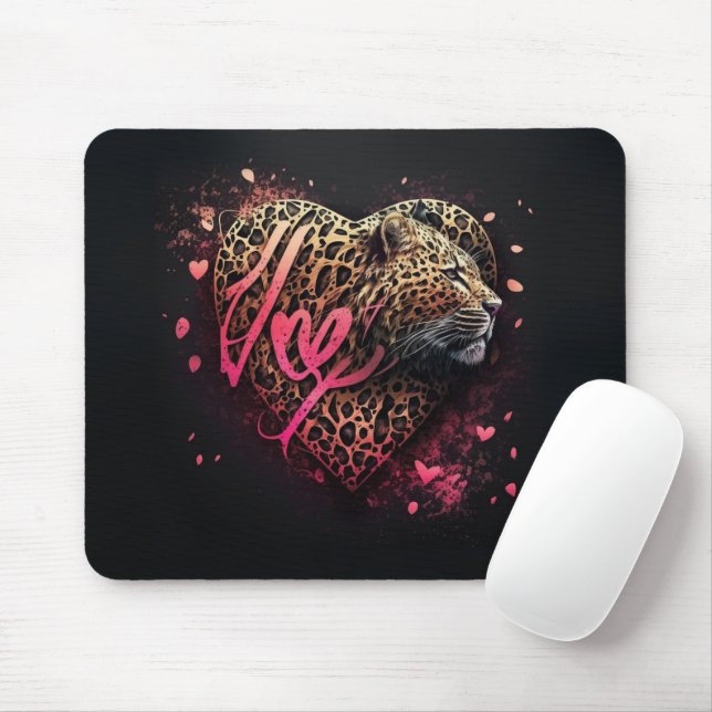 Tapis De Souris Leopard Heart Love Graffiti Art                    (Avec souris)