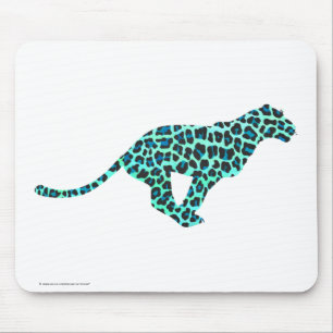 Tapis De Souris Léopard noir et Turquoise