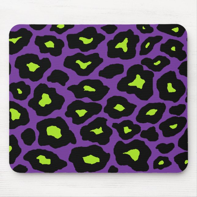 Tapis De Souris Léopard pourpre et citron vert (Devant)