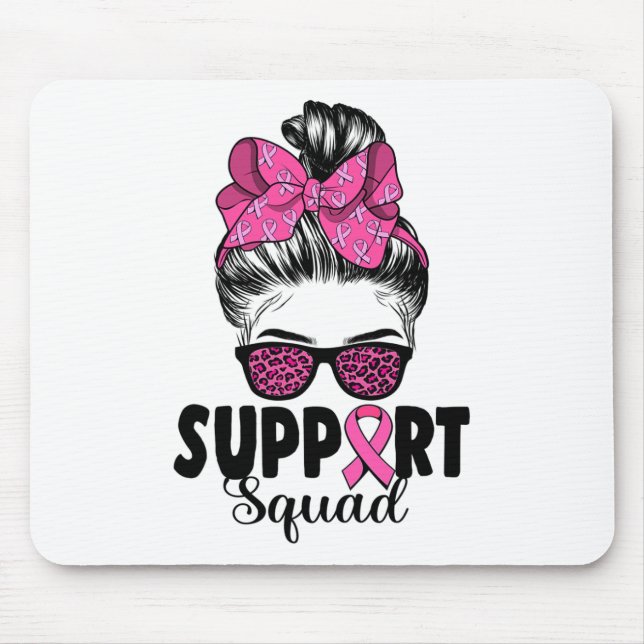 Tapis De Souris Leopard Sungles Messy Bun Support Squad Breast Can (Devant)