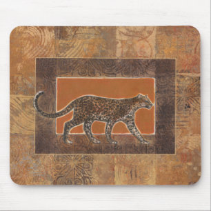 Tapis De Souris Leopard sur Orange et Arrière - plan Brown