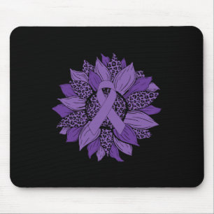 Tapis De Souris Leopard Tournesol violet Ribbon Fibromyalgie Aware