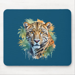 Tapis De Souris Leopard Vector Art Animal Dans La Nature Majestueu
