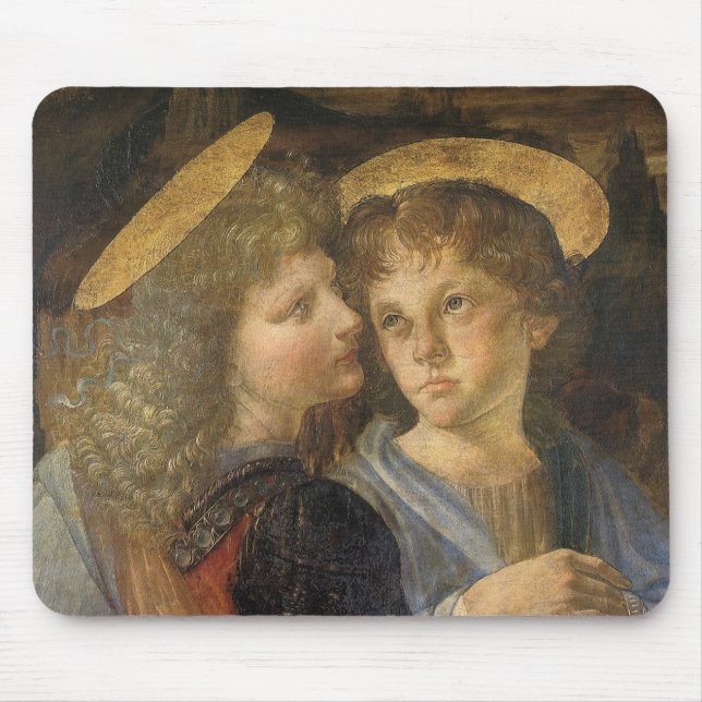 Tapis De Souris Les Anges du Baptême du Christ de Léonard de Vinci (Devant)