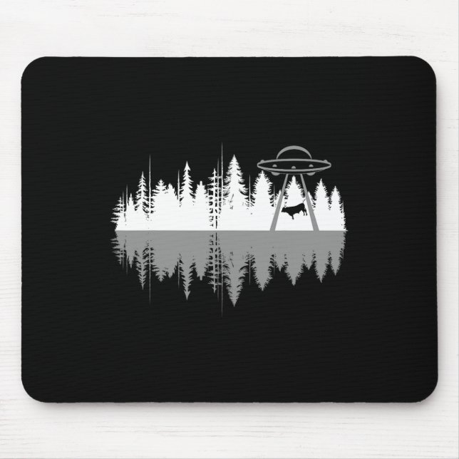 Tapis De Souris Les Arbres Reflètent L'Enlèvement De Vache Alien D (Devant)
