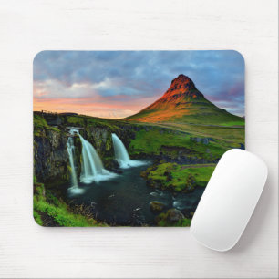 Tapis De Souris Les cascades Kirkjufell, Islande