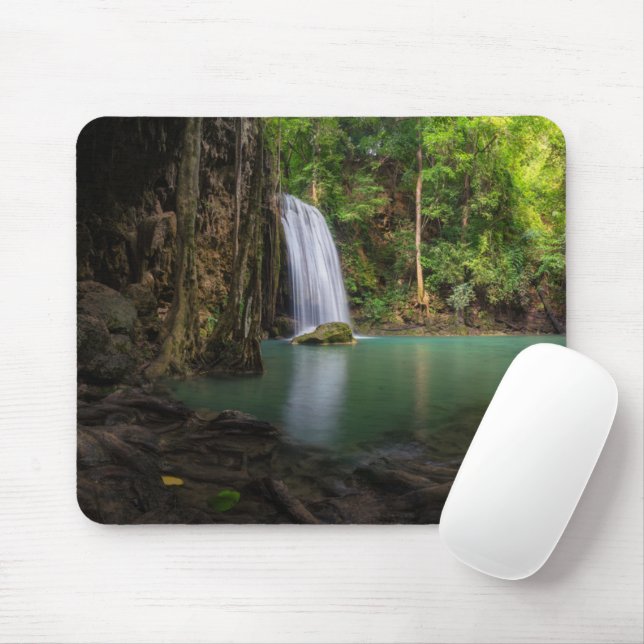 Tapis De Souris Les cascades | Spring Rainforest Waterfall Thaïlan (Avec souris)