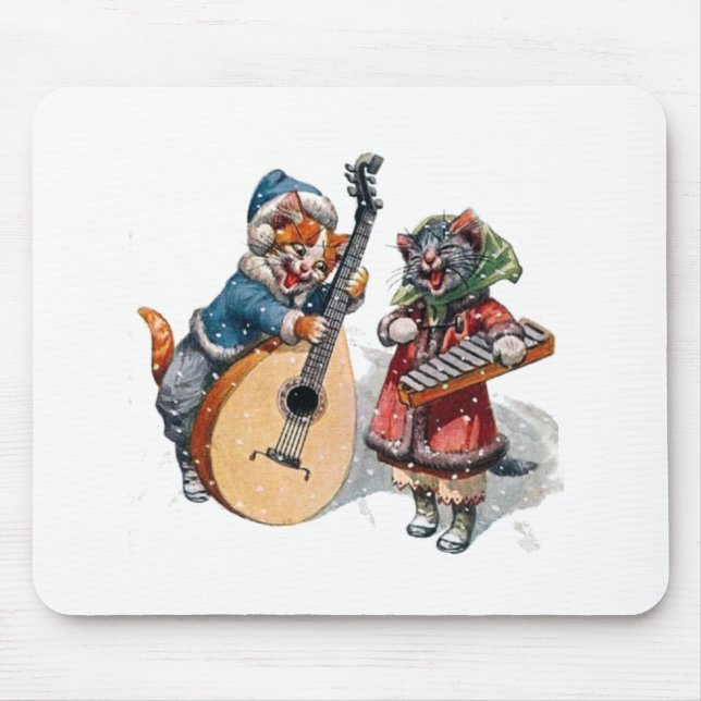 Tapis De Souris Les chats mignons jouent du mandoline et du xyloph (Devant)