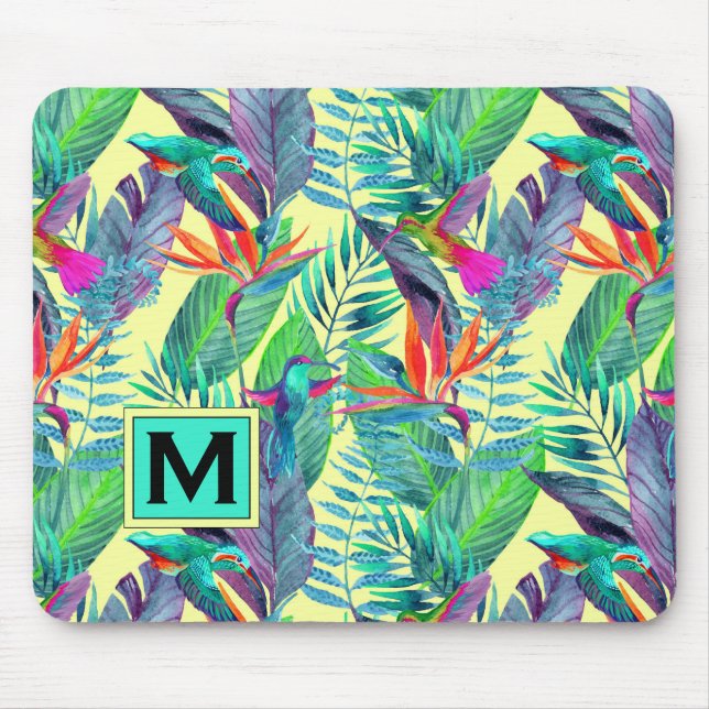 Tapis De Souris Les colibris d'aquarelle | ajoutent votre initiale (Devant)