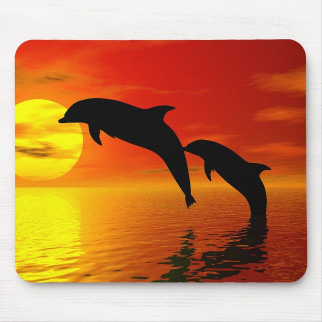 Tapis De Souris Les dauphins sautant le coucher du soleil Mousepad (Devant)