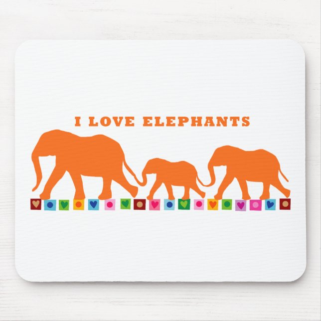 Tapis De Souris Les éléphants d'orange marchent (Devant)