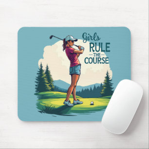 Tapis De Souris Les filles gouvernent le parcours Retro Golf Illus