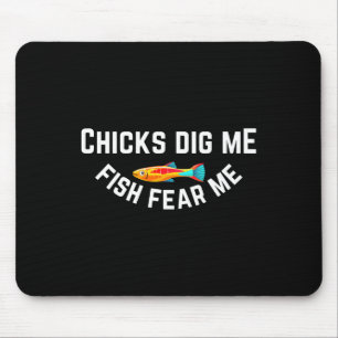 Tapis De Souris Les filles m'aiment les poissons me craignent