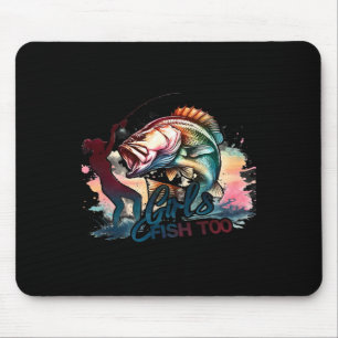 Tapis De Souris Les filles pêchent aussi la pêche à grande gueule 