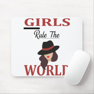 Tapis De Souris "Les Filles Règnent Sur Le Monde" Féminisme Élégan