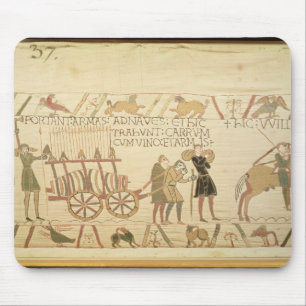 Tapis De Souris Les hommes tirant un chariot ont chargé avec du