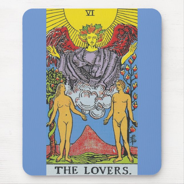 Tapis De Souris Les Lovers Tarot Card Tarots Lecture (Devant)