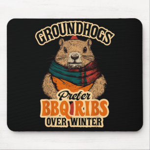 Tapis De Souris Les marmottes préfèrent les côtes de BBQ à l'hiver