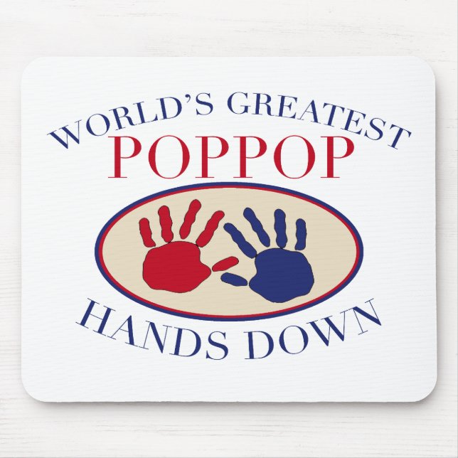 Tapis De Souris Les meilleures mains de PopPop vers le bas (Devant)