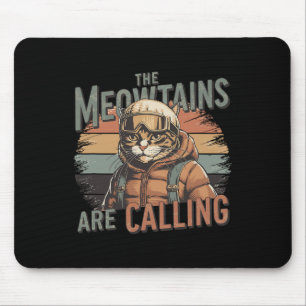 Tapis De Souris Les Meowtains Appelent Les Ski De Snowboard Cat Ho