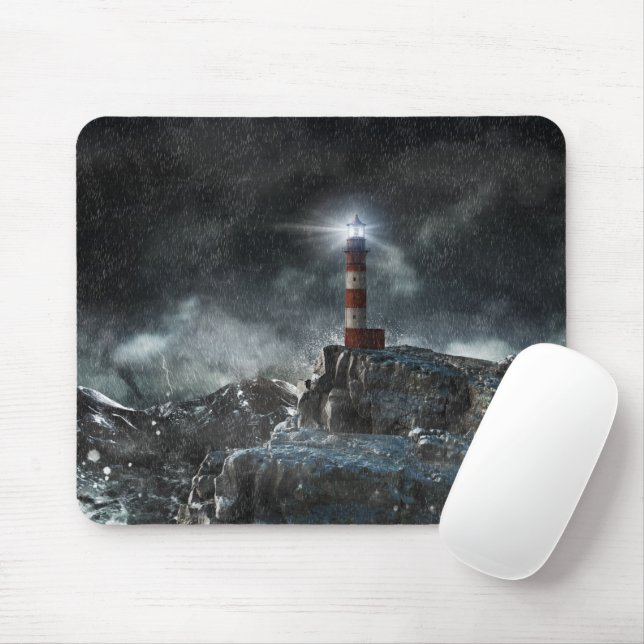 Tapis De Souris Les phares | Phare dans la tempête (Avec souris)