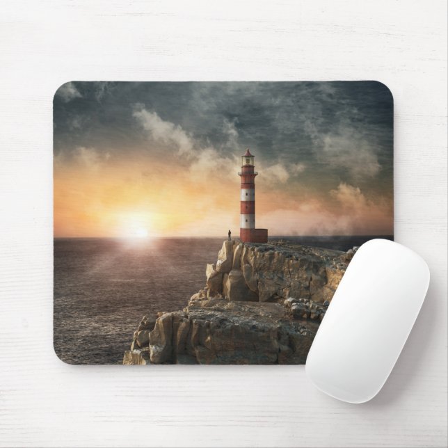 Tapis De Souris Les phares | Phare rouge et blanc (Avec souris)