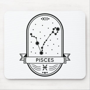TAPIS DE SOURIS LES PISCES DE CONSTELLATION DE BADGE ZODIAC S'ÉTEN