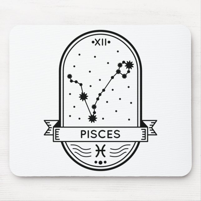 TAPIS DE SOURIS LES PISCES DE CONSTELLATION DE BADGE ZODIAC S'ÉTEN (Devant)