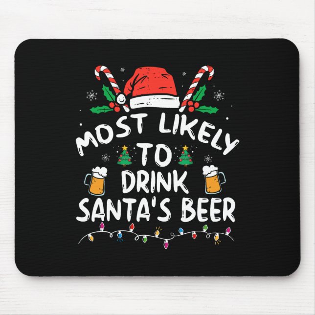 Tapis De Souris Les Plus Susceptibles De Boire Père Noël Bière Noë (Devant)